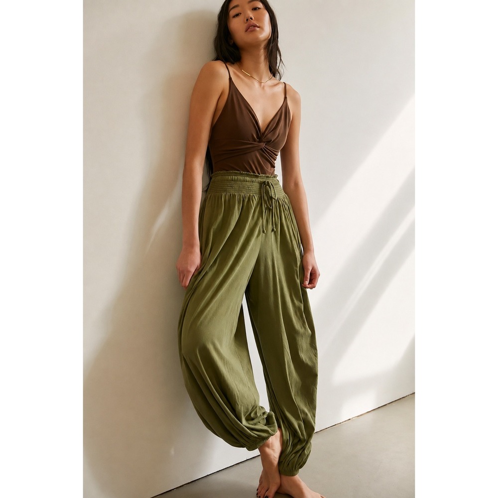 Out From Under Urban Outfitters Boho Harem Pants Lagenlook Balloon Green Lantern